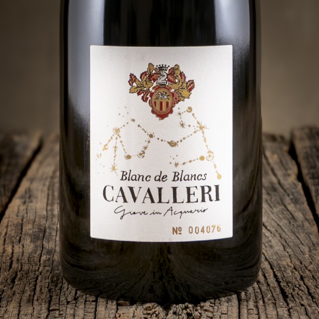 Etichetta del Franciacorta Blanc de Blancs Nature Giove in Acquario prodotta da Cavalleri