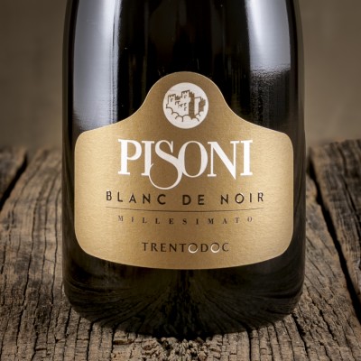 Etichetta dello spumante Trentodoc Blanc De Noir Extra Brut - Pisoni