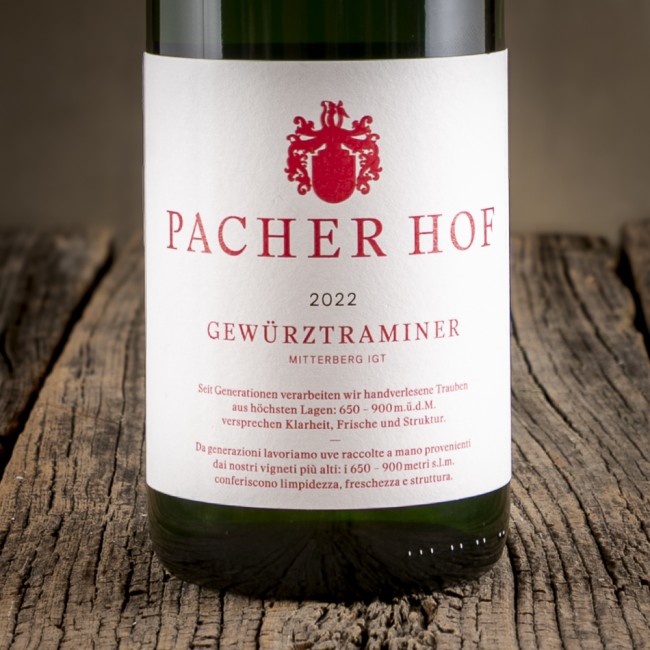 Etichetta del Gewürztraminer Alto Adige IGT Mitterberg - Pacherhof