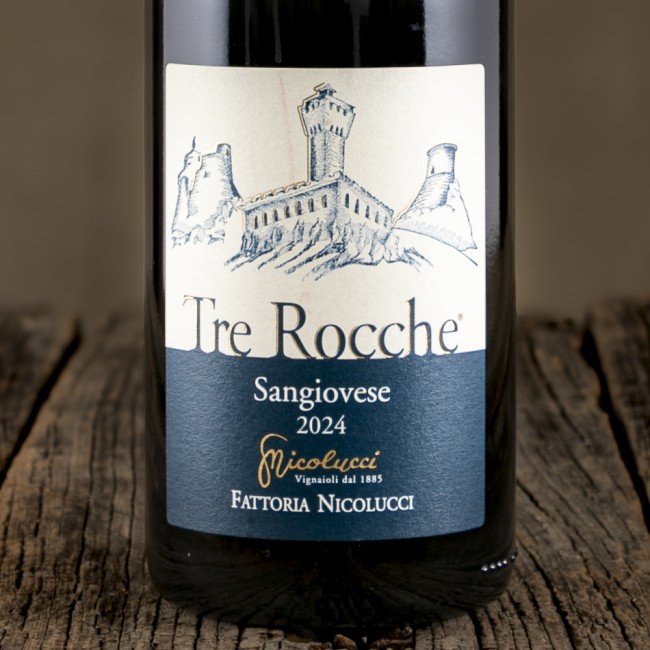 Etichetta del Romagna Sangiovese DOC Superiore "Tre Rocche" - Fattoria Nicolucci