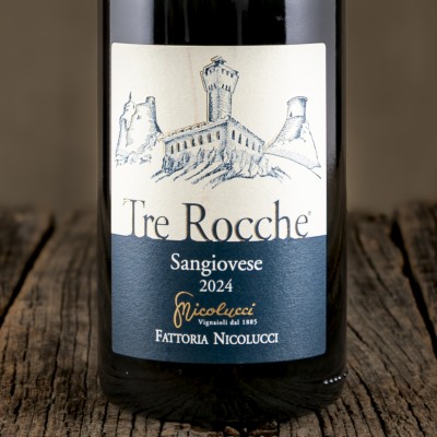 Etichetta del Romagna Sangiovese DOC Superiore "Tre Rocche" - Fattoria Nicolucci