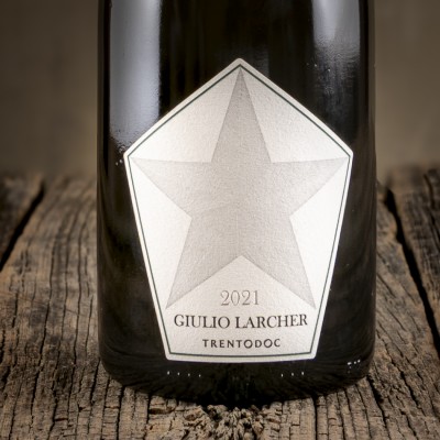 Etichetta dello Spumante Trentodoc “Giulio Larcher Pas Dosé Stella” - Tenuta Maso Corno