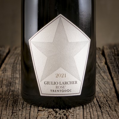 Etichetta dello Spumante Trentodoc “Giulio Larcher Rosé Pas Dosé Stella” - Tenuta Maso Corno