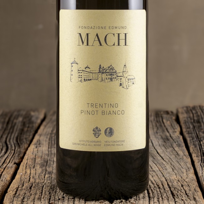 Etichetta del Pinot Bianco Trentino DOC - Fondazione Edmund Mach