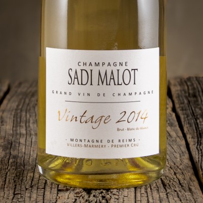 Etichetta dello Champagne Blanc de Blancs Vintage Millésime Brut 2014 – Sadi Malot