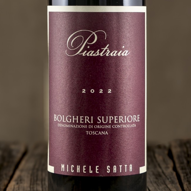 Etichetta del Bolgheri DOC Superiore "Piastraia" - Michele Satta
