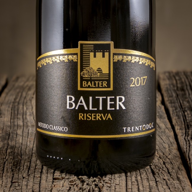 Etichetta dello Spumante Trentodoc Riserva Millesimato Pas Dosé prodotto da Balter